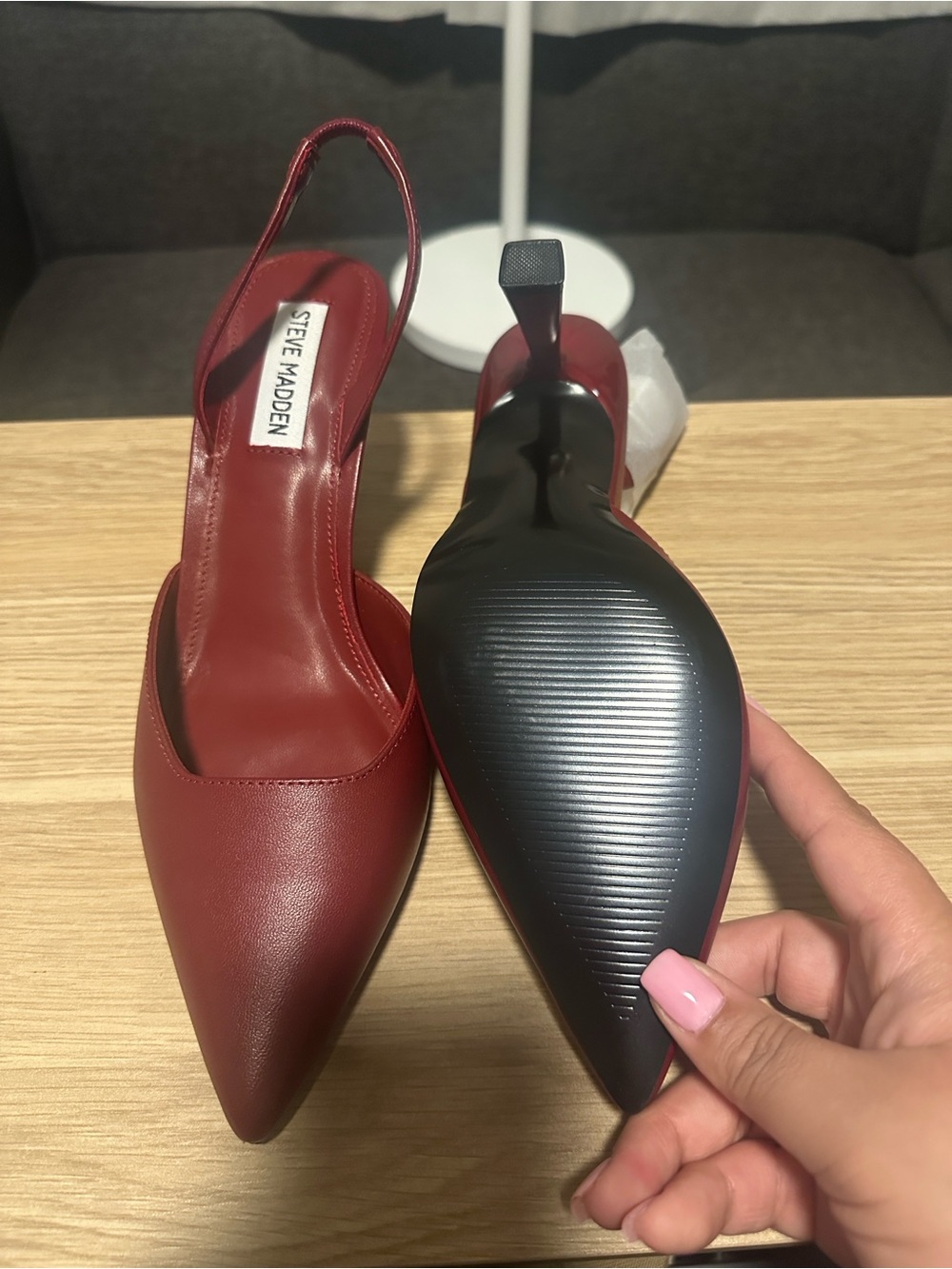 Steve Madden Burgundy Pointed-Toe Slingback Heels